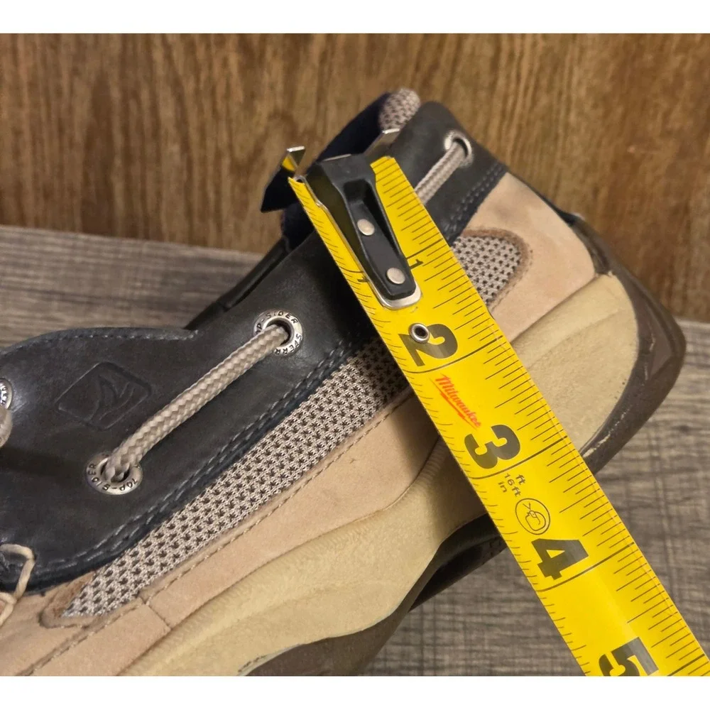 Sperry Top Sider Lanyard Leather Boat Shoes Mens Size 11 Tan Navy